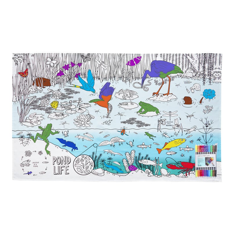 eatsleepdoodle Coloring Wildlife Giant Tablecloth for Kids â€“ Reusable Washable Table Cover with 10pcs Washable Markers, Fun Arts & Crafts for Boys & Girls, Activity Blanket for Parties, Birthdays - Image 1